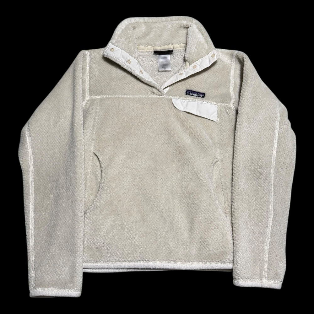 Patagonia Women's Re Tool Snap T Fleece Furry Sweater Pullover Polartec Ivory XS
